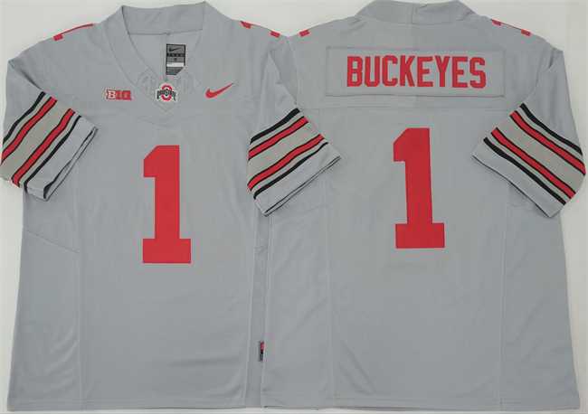 Mens Ohio State Buckeyes #1 Buckeyes Gray 2025 F.U.S.E. Limited Stitched Jersey->ohio state buckeyes->NCAA Jersey